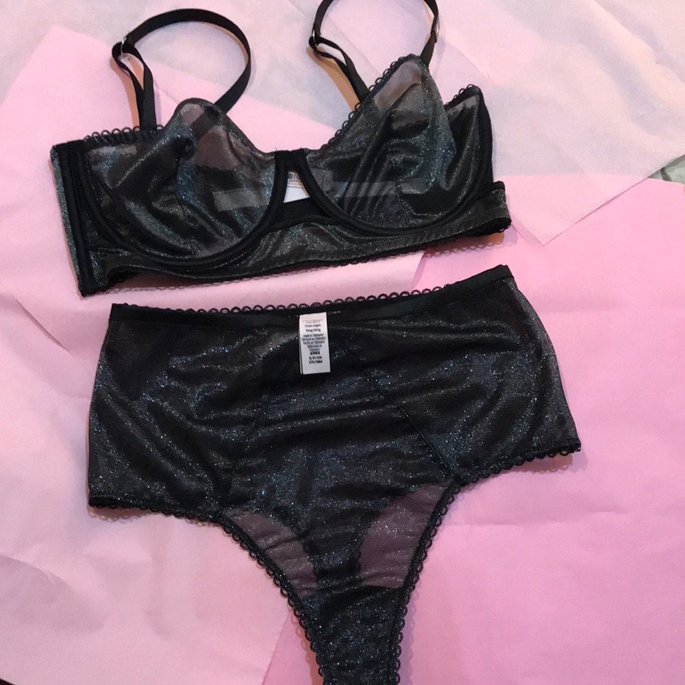 VS Sparkle Underwire bralette and panty bundle